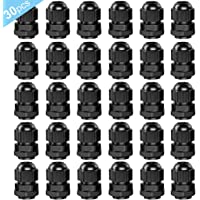 QitinDasen 30Pcs Premium Nylon Cable Gland- PG9 Prensaestopa- 4～8mm Ajustable IP68 Impermeable Empalmes de Prensaestopas…